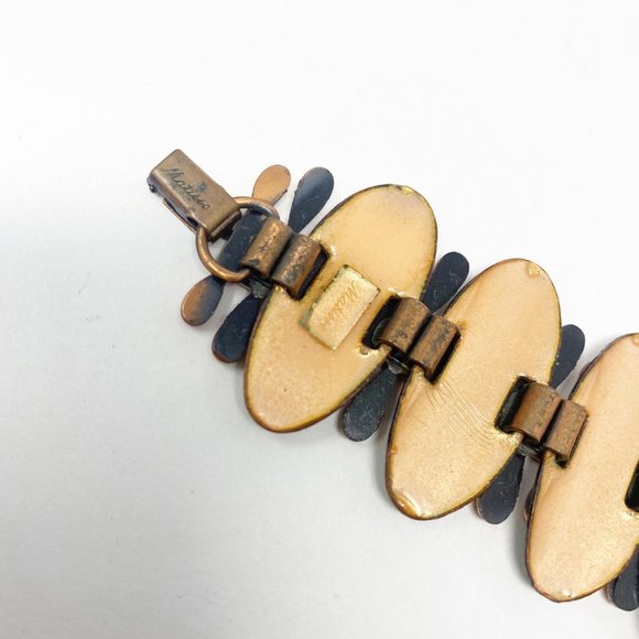 521 Vintage Matisse green enameled copper bracelet - Picture 4 of 7